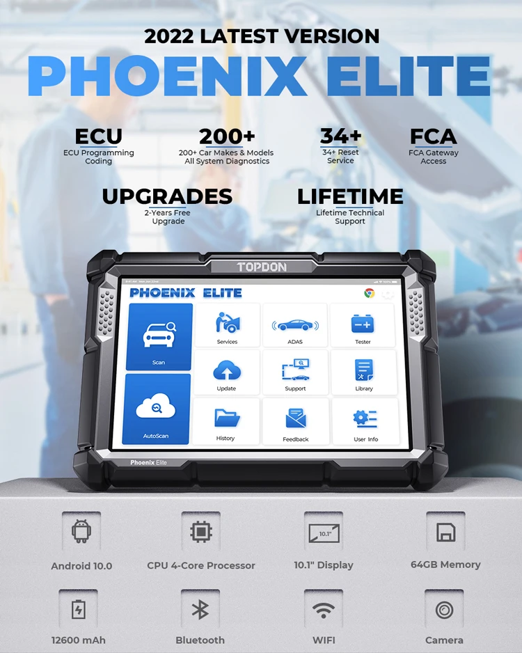 TOPDON PHOENIX ELITE Car Ecu U - Obd2 Scanner 评论和价格